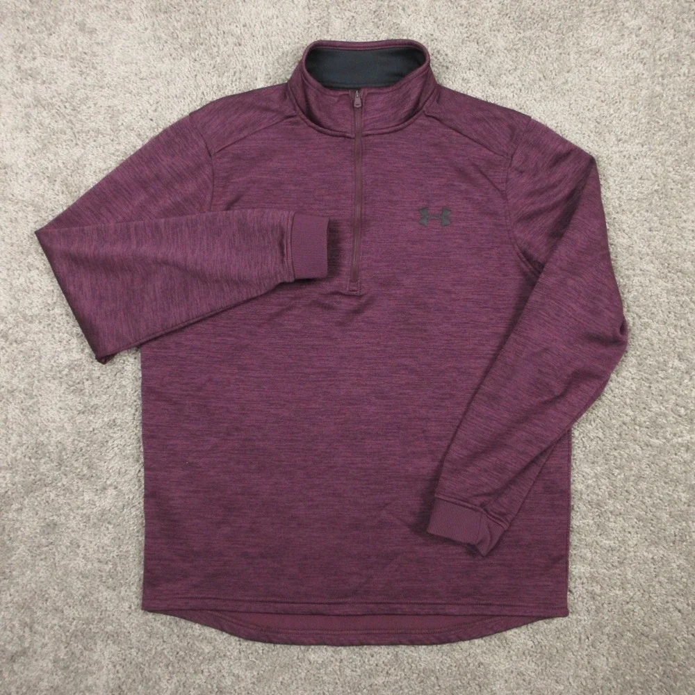Under Armour Sweater Mens Medium Purple Cold Gear Fleece Golf 1/4 Zip‎ Pullover